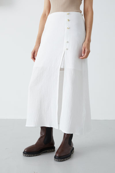 White sale button skirt