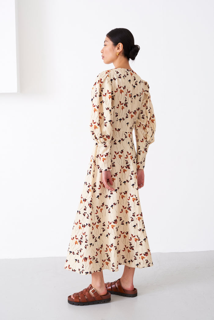 REBECCA DRIED FLOWER PRINT DRESS